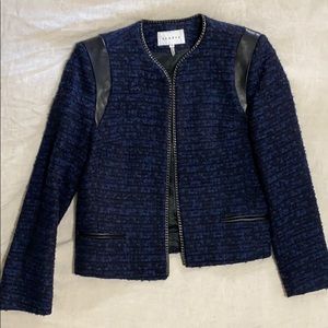 Sandro Tweed Jacket with Leather trim